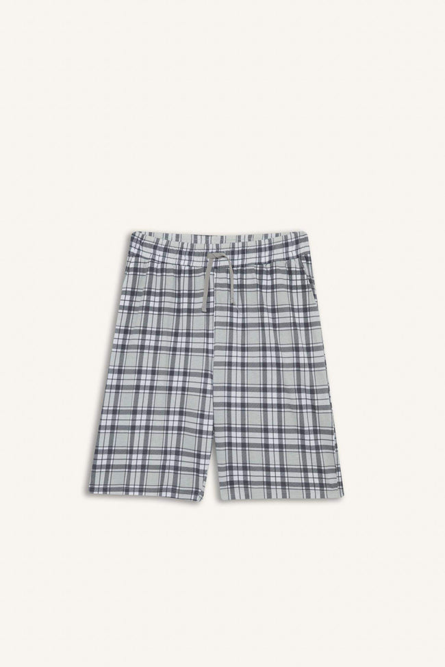 Pajama Set Regular Fit Short Sleeve Top Plaid Shorts Main Image