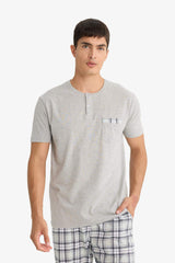 Pajama Set Regular Fit Short Sleeve Top Plaid Shorts