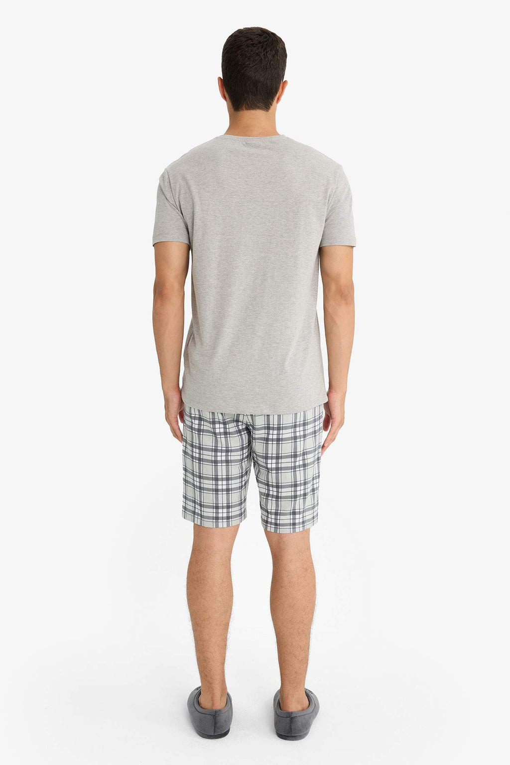 Pajama Set Regular Fit Short Sleeve Top Plaid Shorts