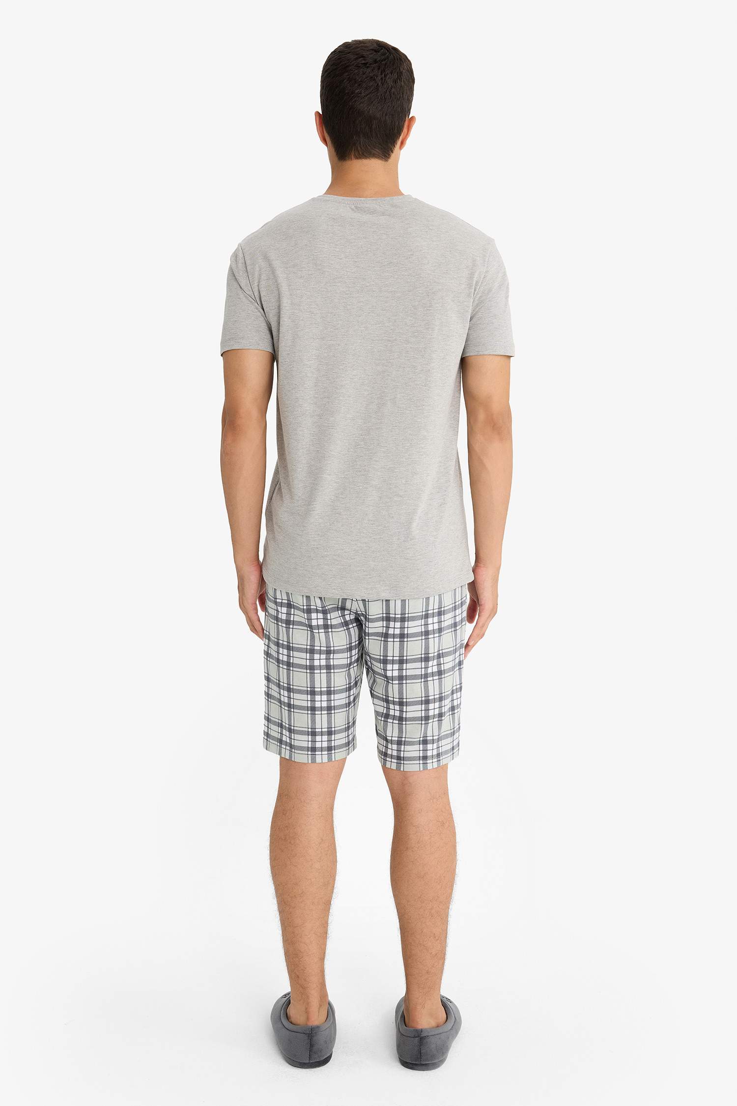 Pajama Set Regular Fit Short Sleeve Top Plaid Shorts