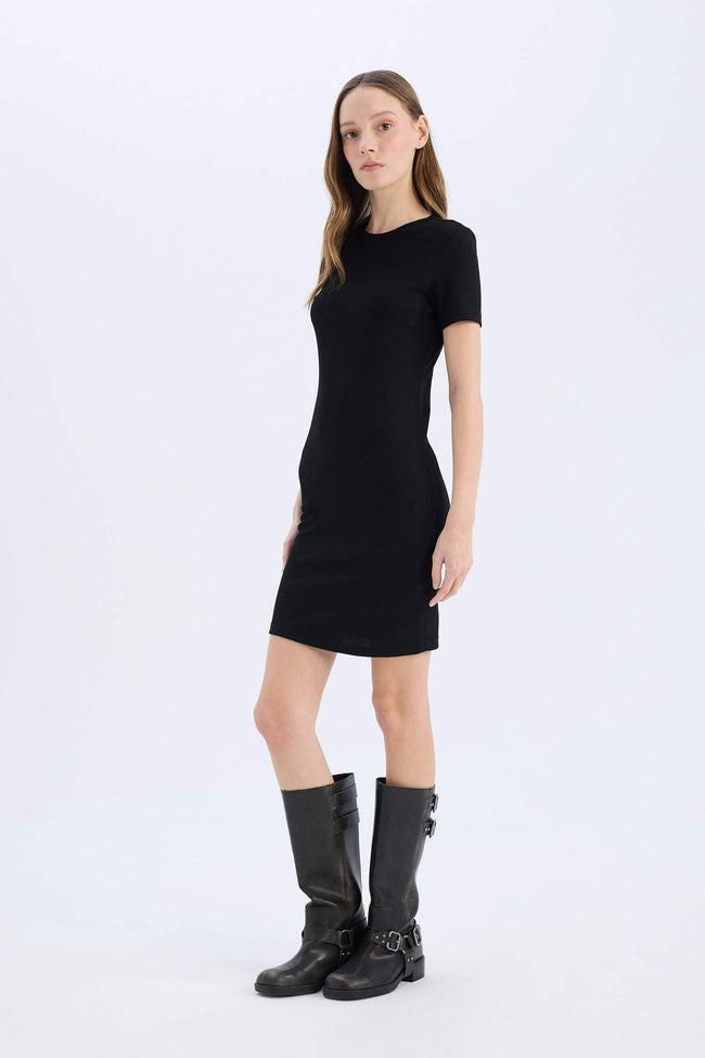 Coool Bodycon Body Saran Bike Collar Fitillince Camisole Short Sleeve Mini Dress Main Image