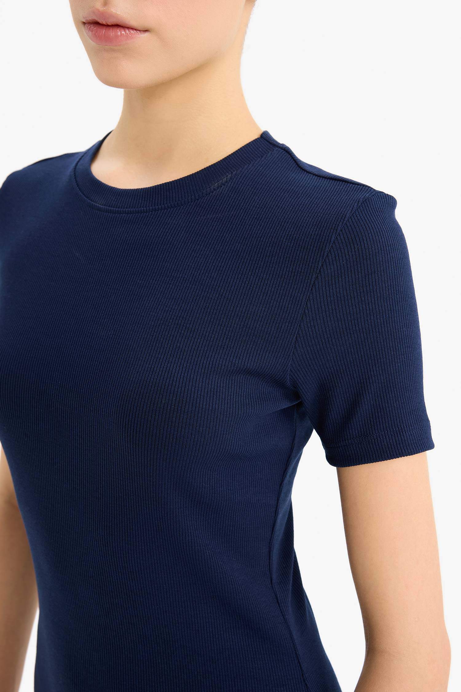 Coool Bodycon Body Saran Bike Collar Fitillince Camisole Short Sleeve Mini Dress