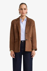 Regular Fit Jacket Collar Suede Blazer Jacket