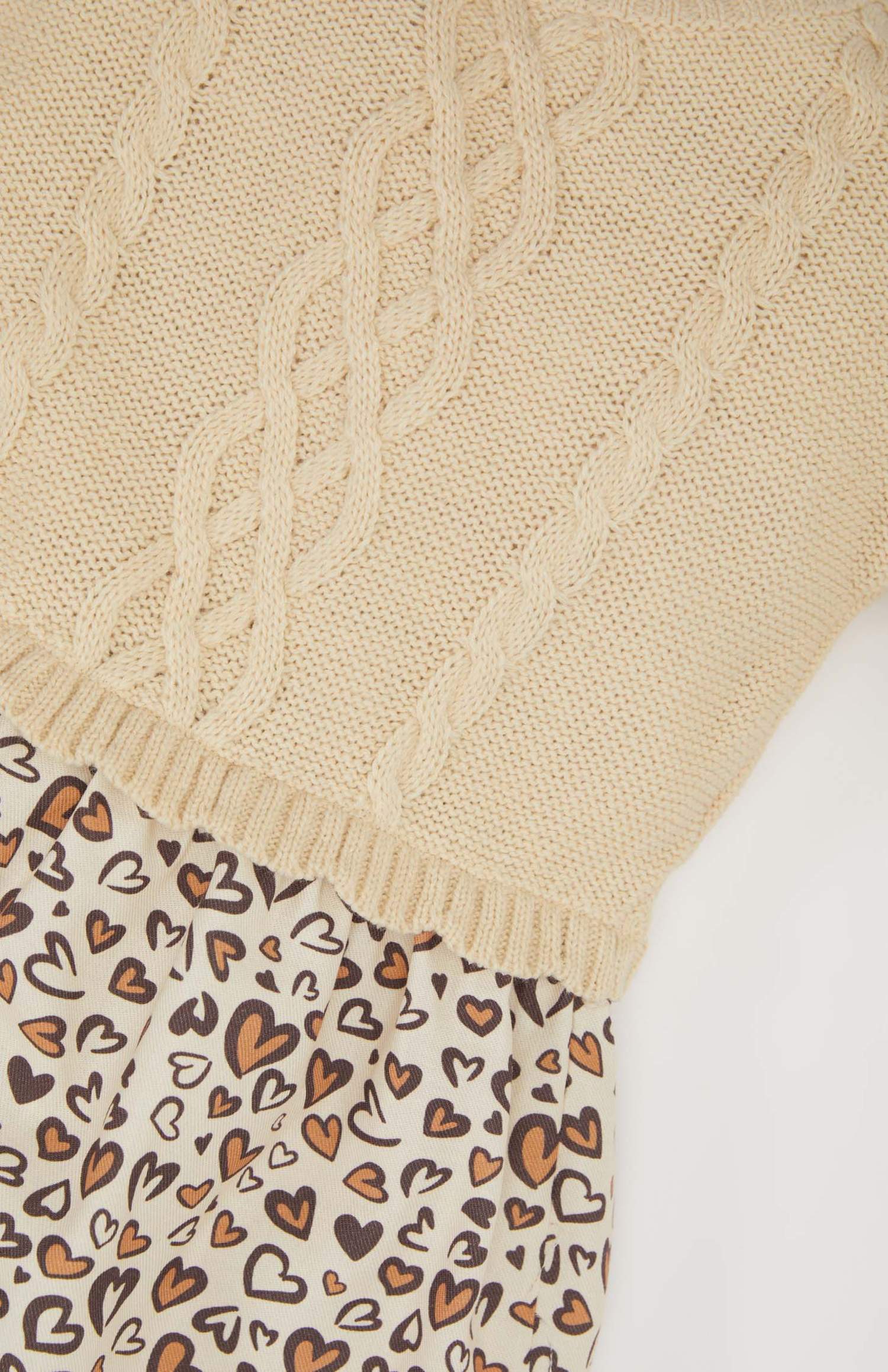 Baby Girl Long Sleeve Skirt Patterned Knit Dress