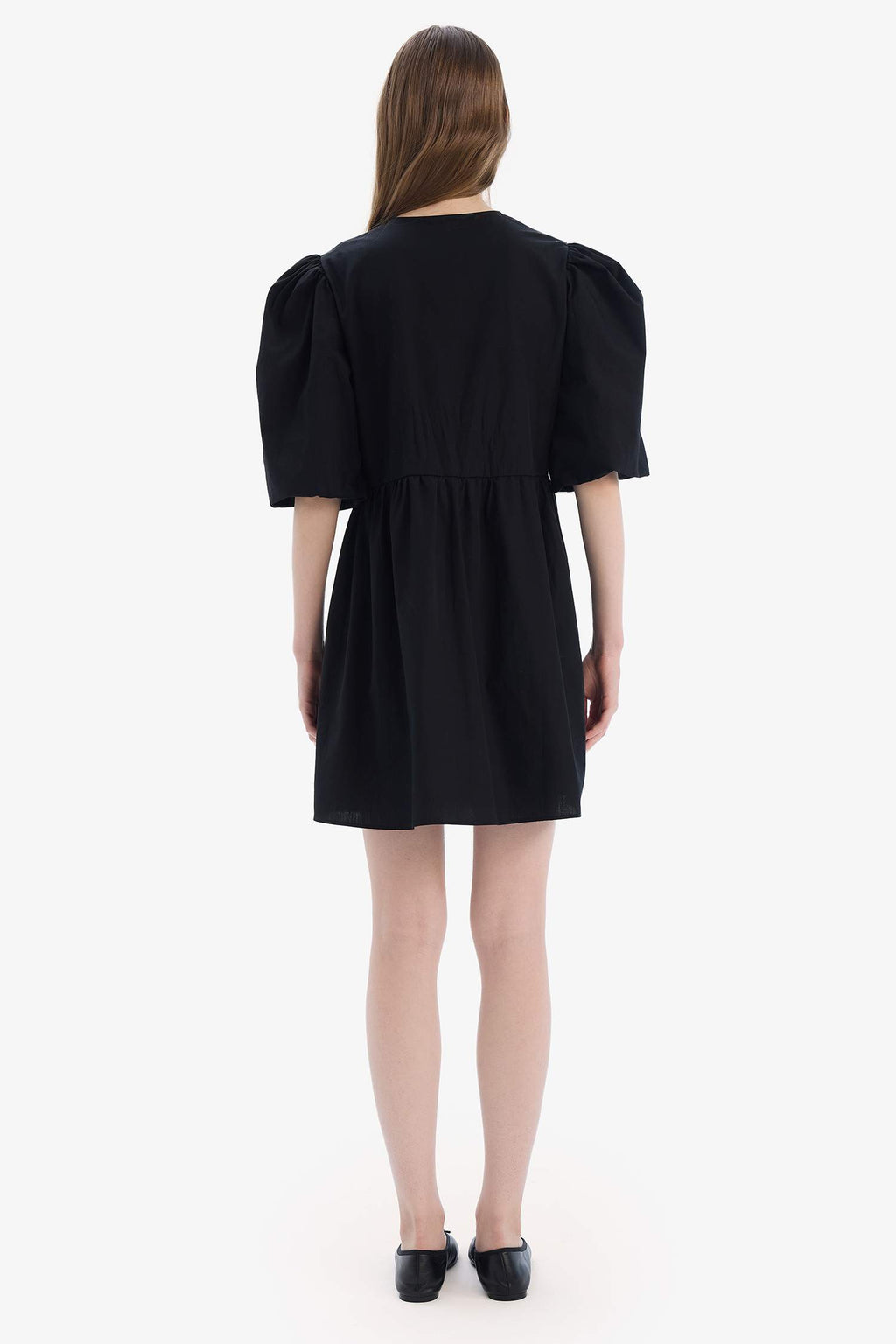 A Line Crew Neck Poplin Midi Dress