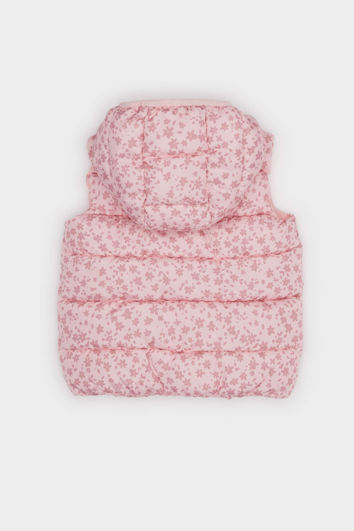 Baby Girl Windproof Waterproof Hooded Patterned Puffer Vest