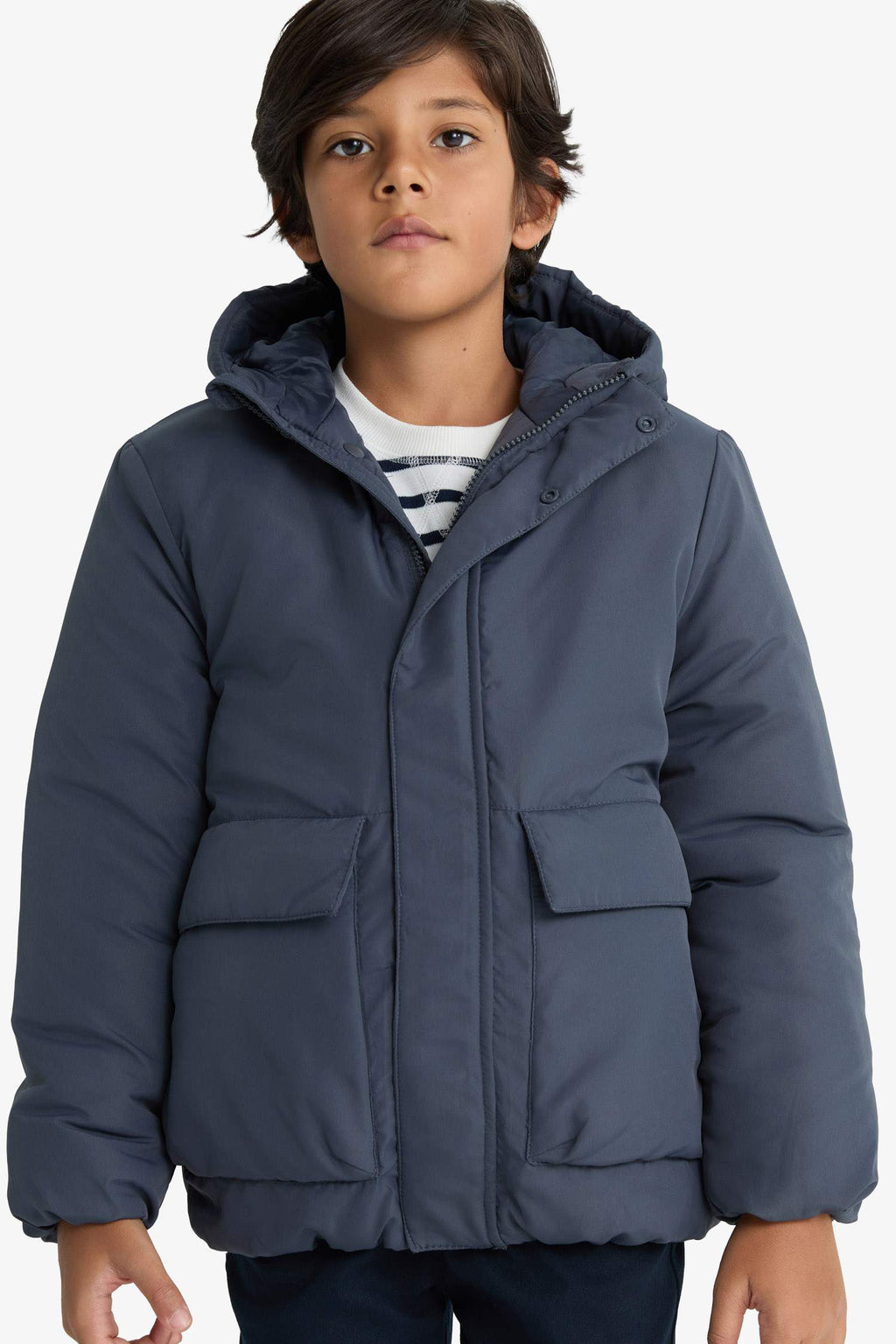 Boys Water Repellent Hooded Zippered Puffer Coat