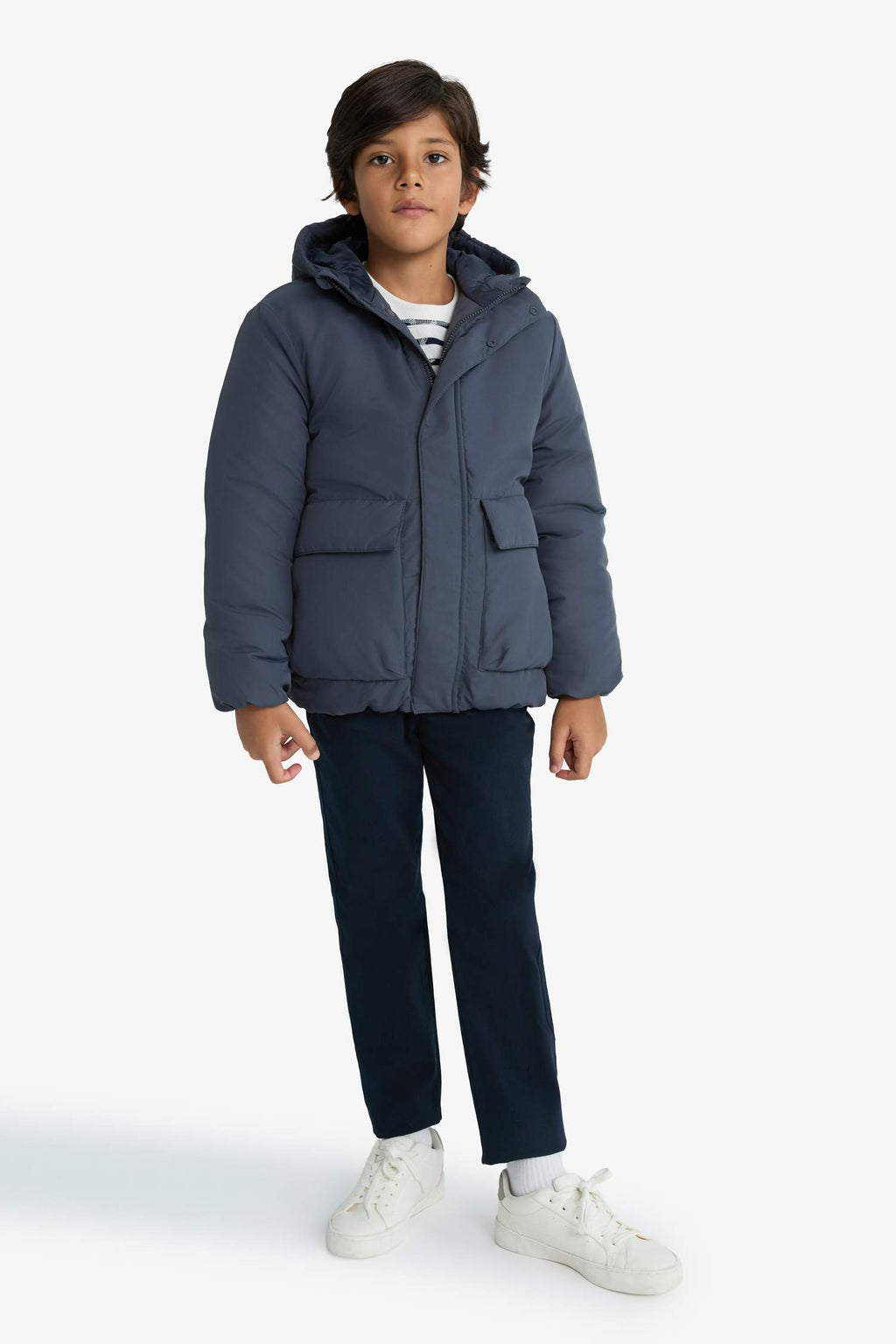 Boys Water Repellent Hooded Zippered Puffer Coat