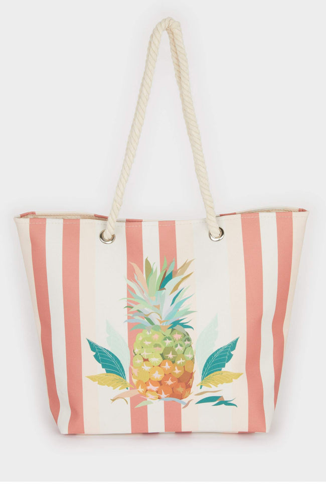 Women Pineapple Patterned Beach Bag Main Image