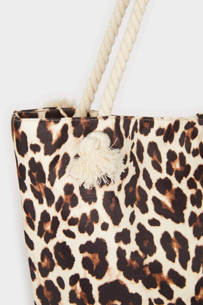 Women's Leopard Print Beach Bag Hover Image