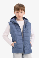 Boys Waterproof Hooded Zippered Puffer Vest