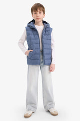 Boys Waterproof Hooded Zippered Puffer Vest