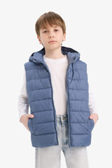 Boys Waterproof Hooded Zippered Puffer Vest