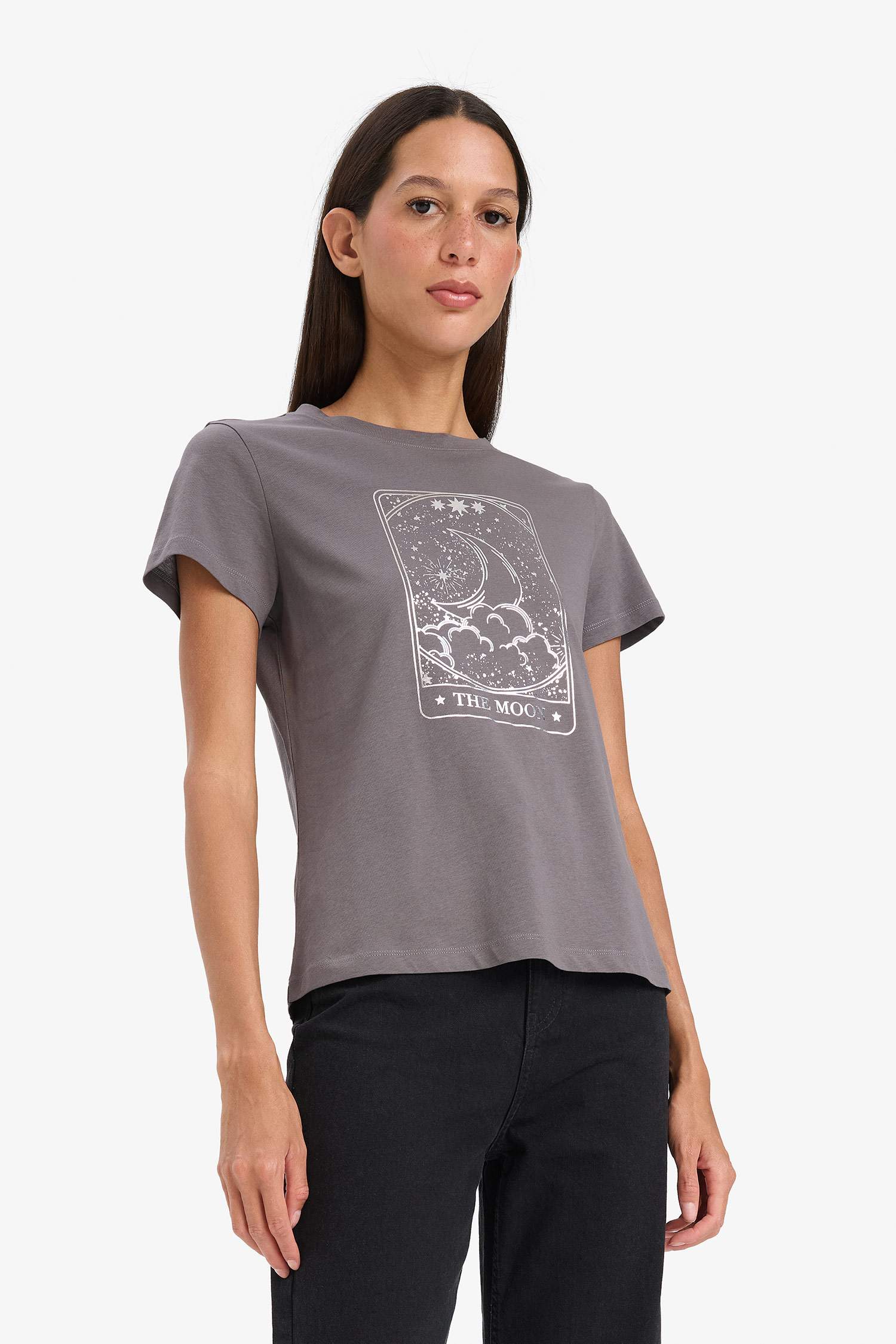 Regular Fit Half-Sleeve T-Shirt With Round Neck