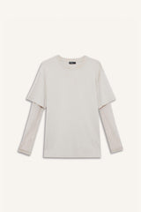 Oversize Loose Fit Crew Neck Lace Detail Long Sleeved T-shirt