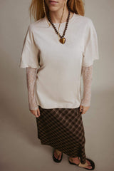 Oversize Loose Fit Crew Neck Lace Detail Long Sleeved T-shirt