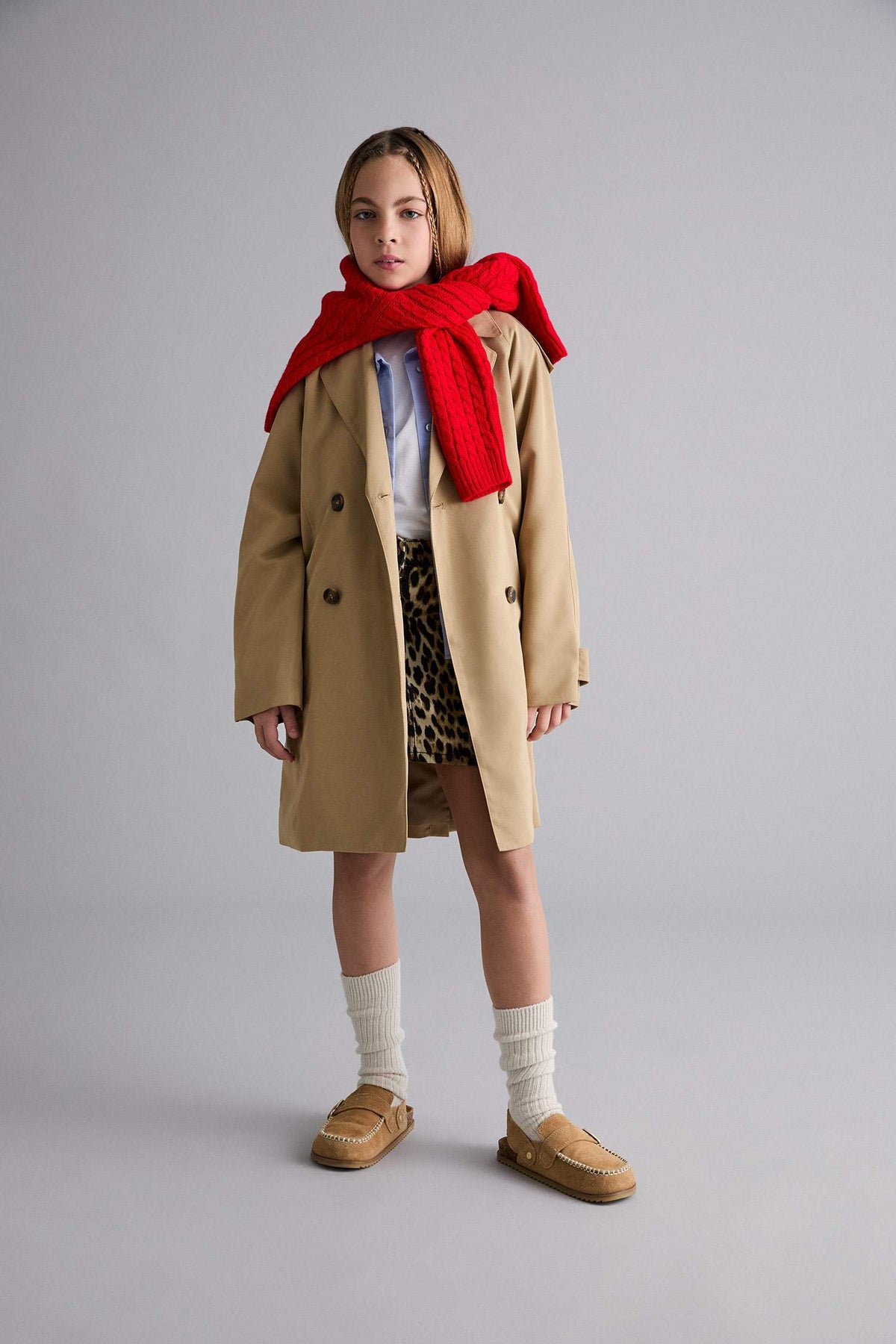 Girl with Belt Trench Coat