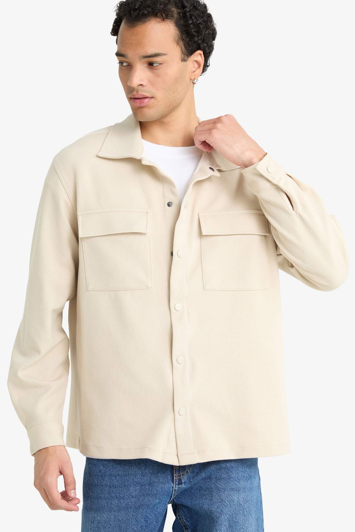 Regular Fit Twill Shirt Jacket