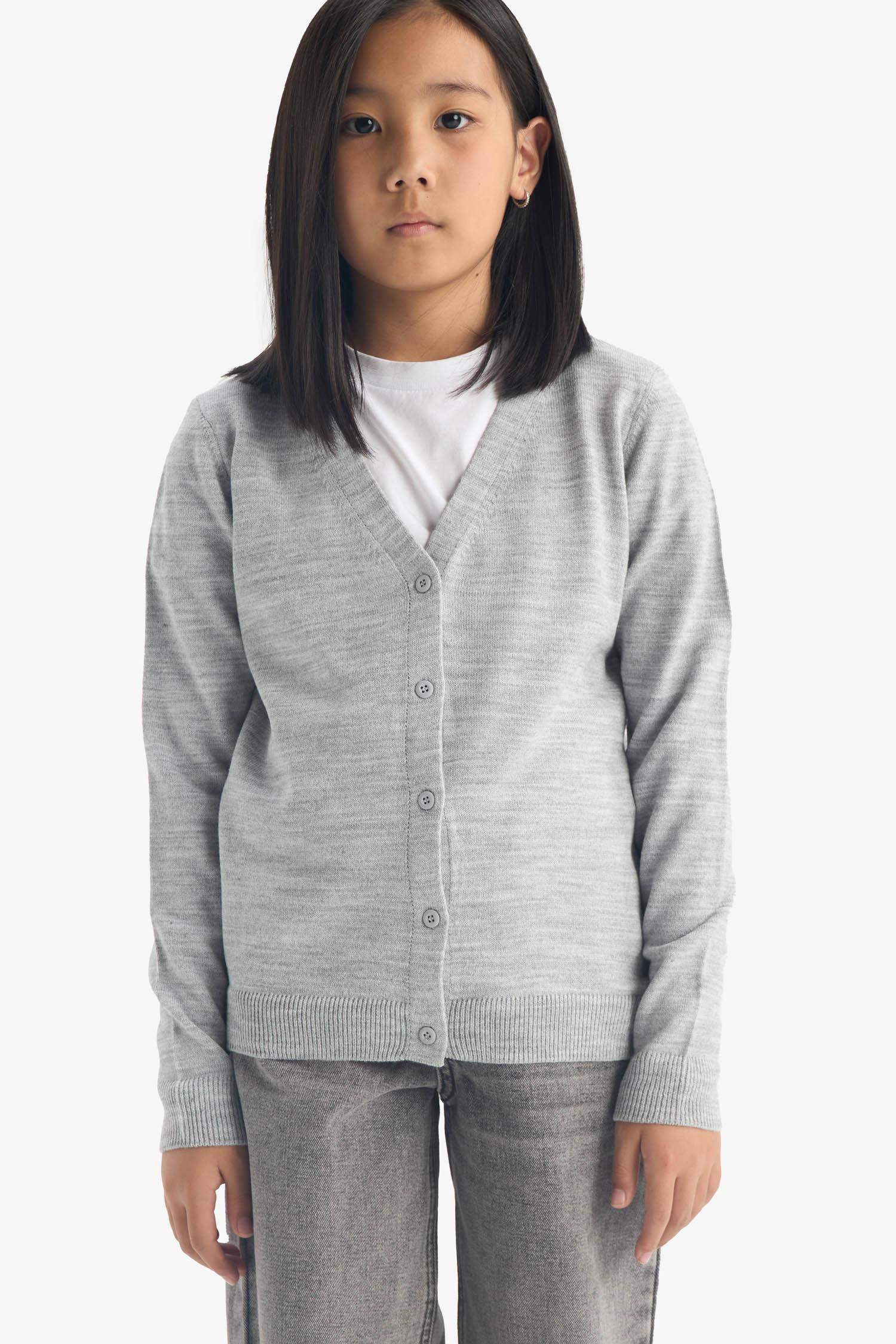 Girl's V-Neck Buttoned School Knitwear Cardigan