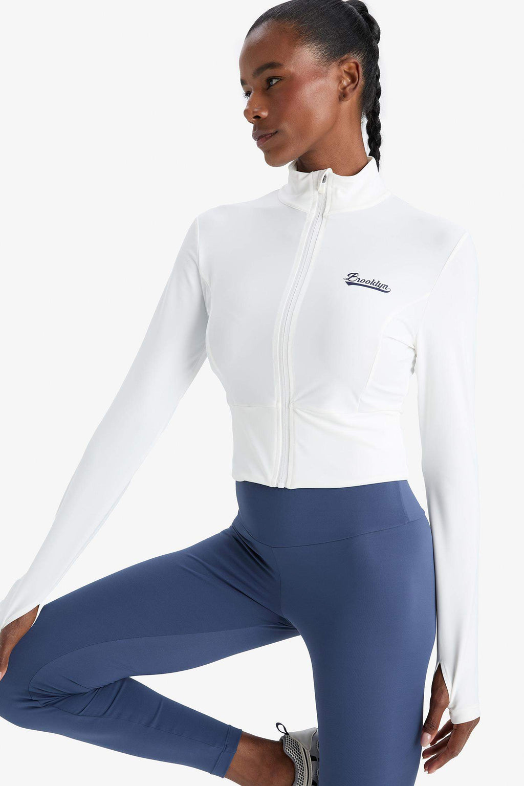 DeFactoFit Slim Fit Slim Cut Stand Collar Printed Ultra Flexible Zippered Cardigan