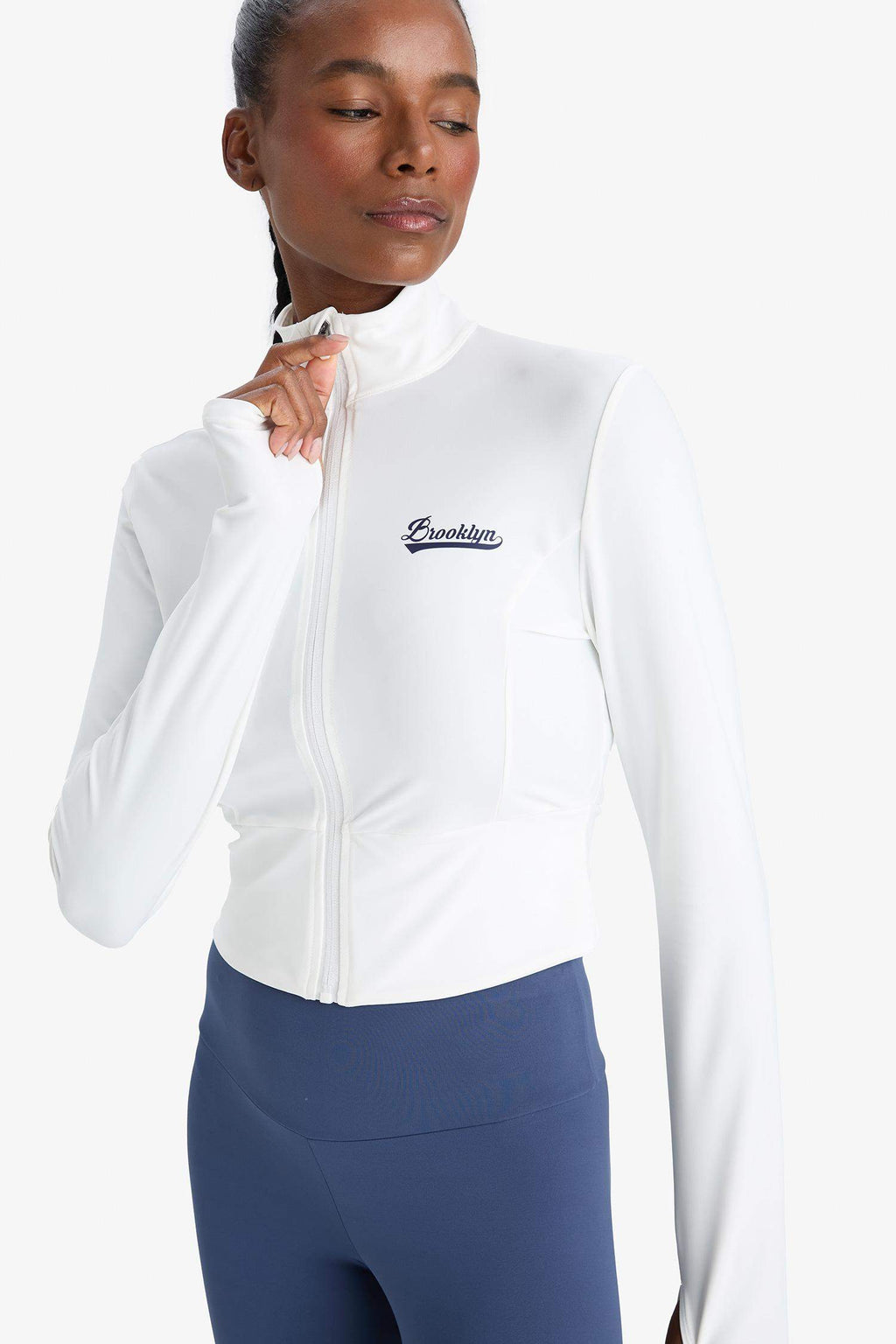 DeFactoFit Slim Fit Slim Cut Stand Collar Printed Ultra Flexible Zippered Cardigan