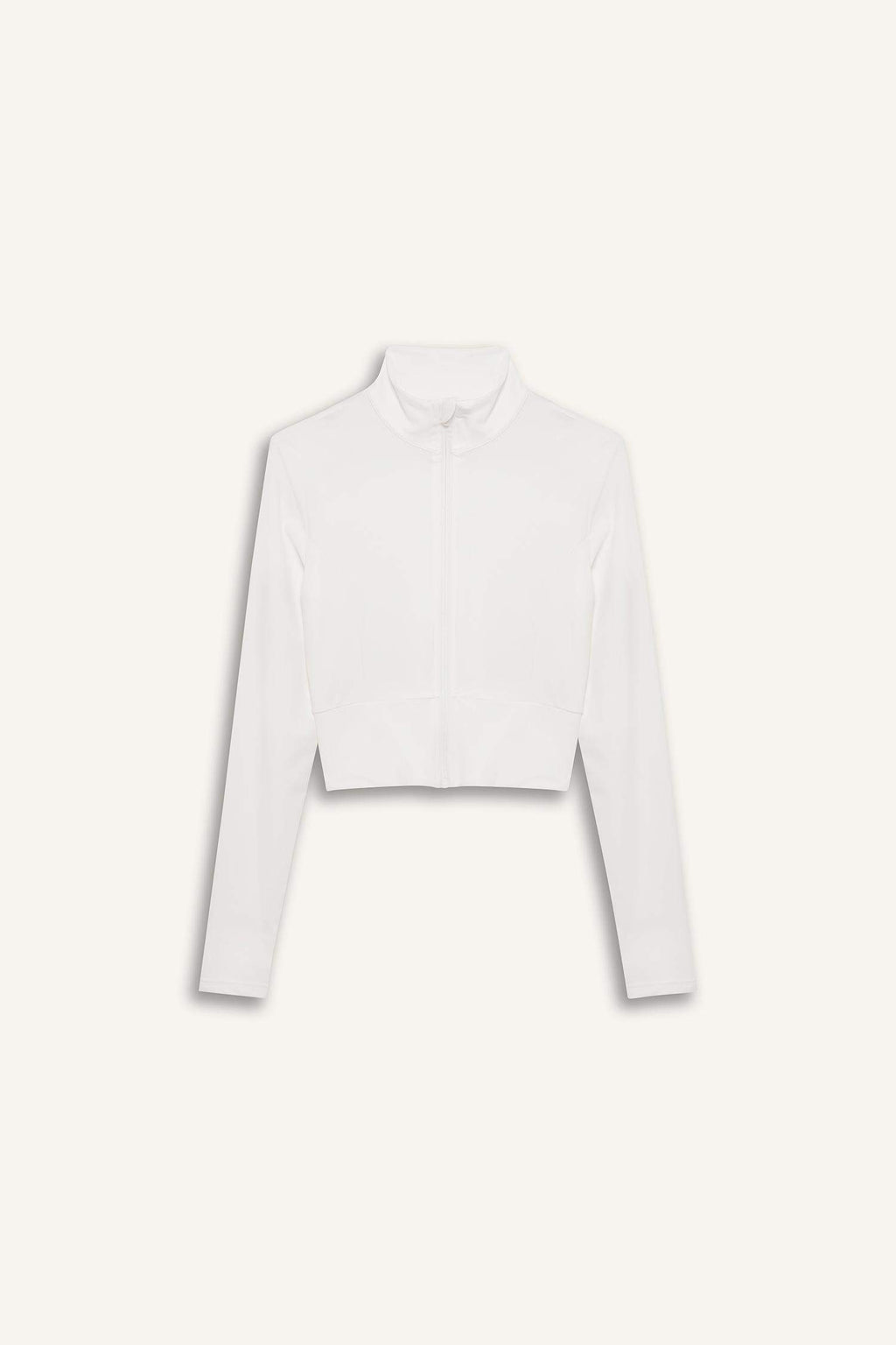 DeFactoFit Slim Fit Slim Cut Stand Collar Printed Ultra Flexible Zippered Cardigan