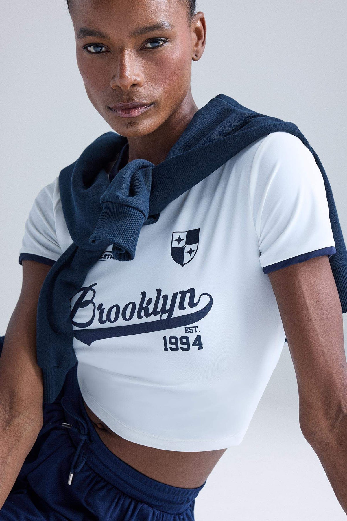 DeFactoFit Crop Crew Neck Printed Sports Short Sleeve T-Shirt