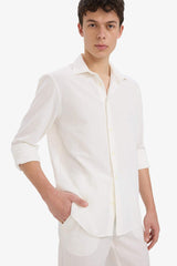 Regular Fit Polo Collar Cotton Long Sleeve Shirt