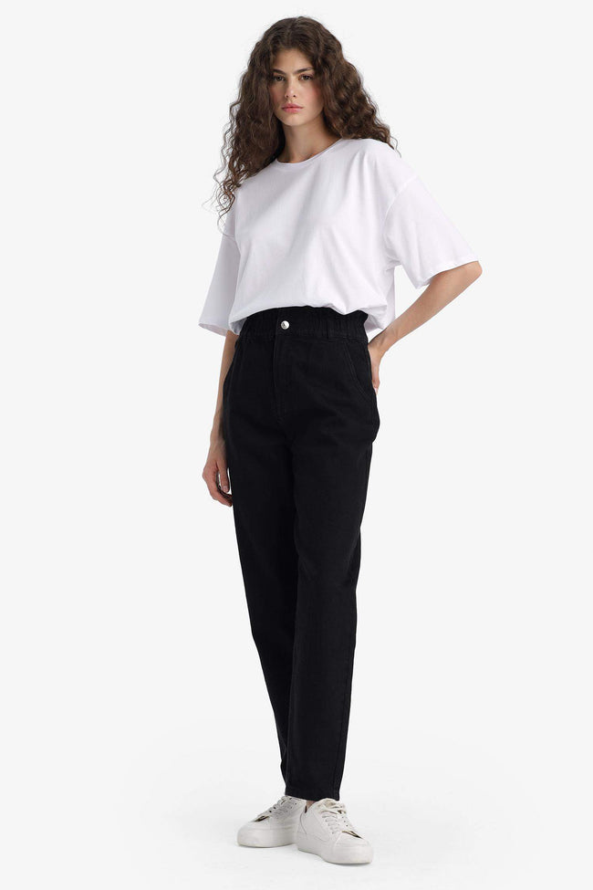 Paperbag High Waist Straight Leg Jeans Main Image