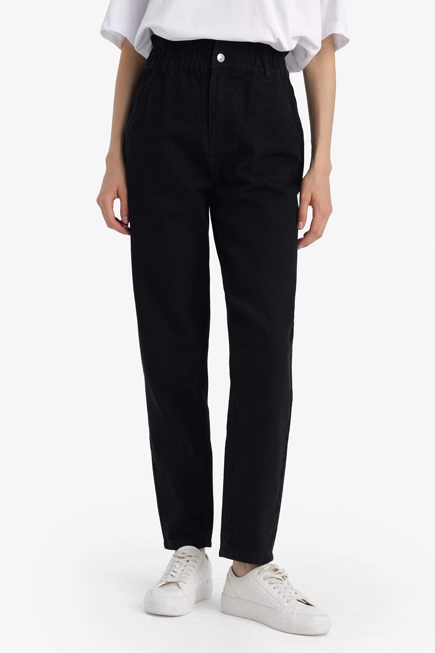 Paperbag High Waist Straight Leg Jeans