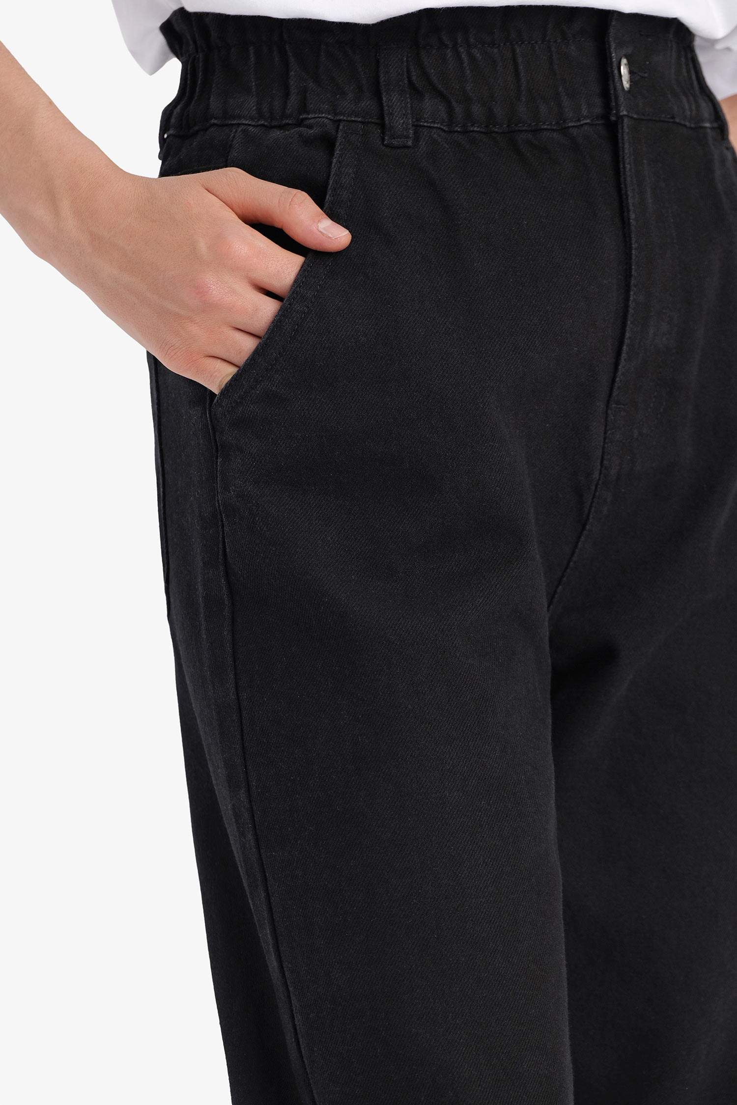 Paperbag High Waist Straight Leg Jeans