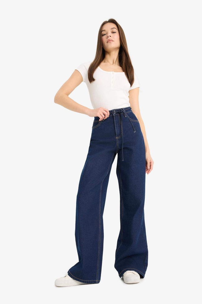 Wide Leg High Waist Straight Leg Jeans Main Image