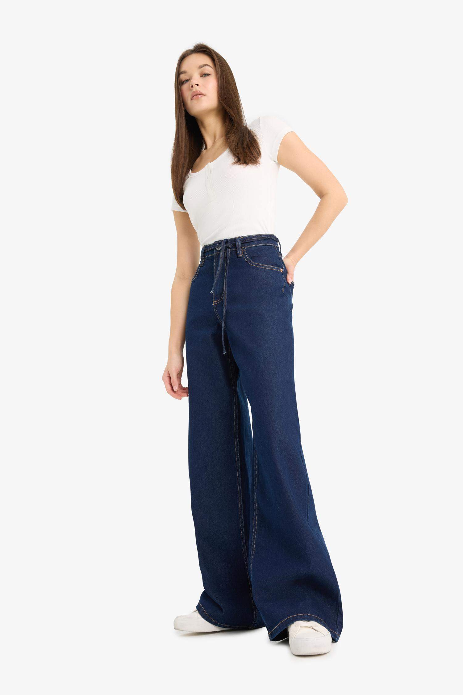 Wide Leg High Waist Straight Leg Jeans