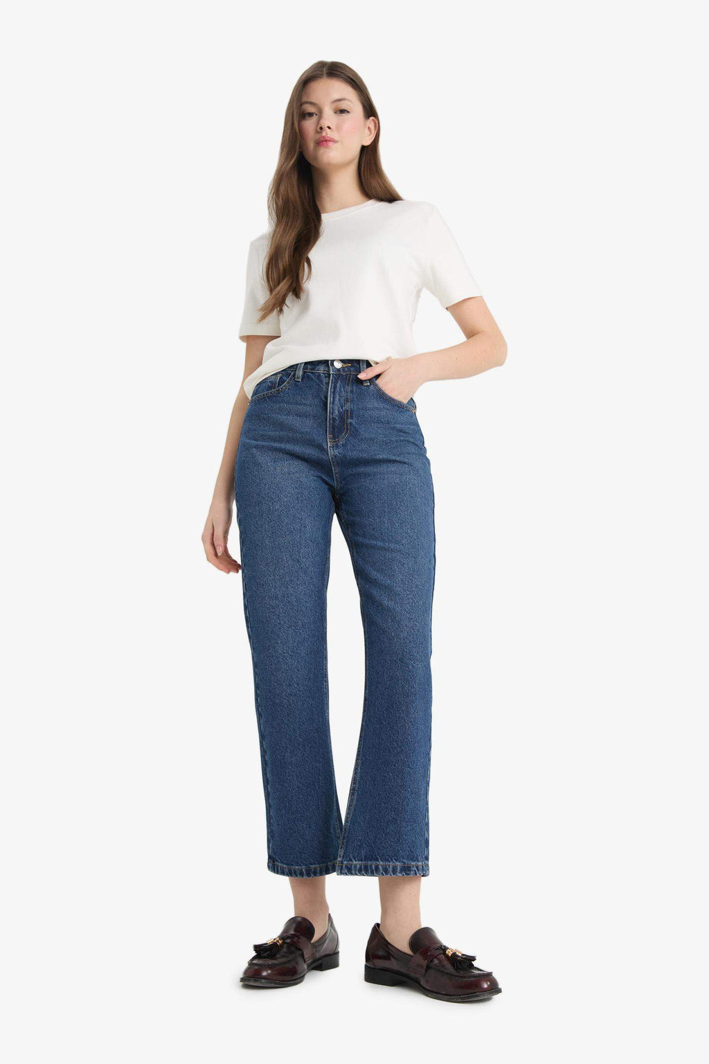 Straight Fit High Waist Straight Leg Jeans