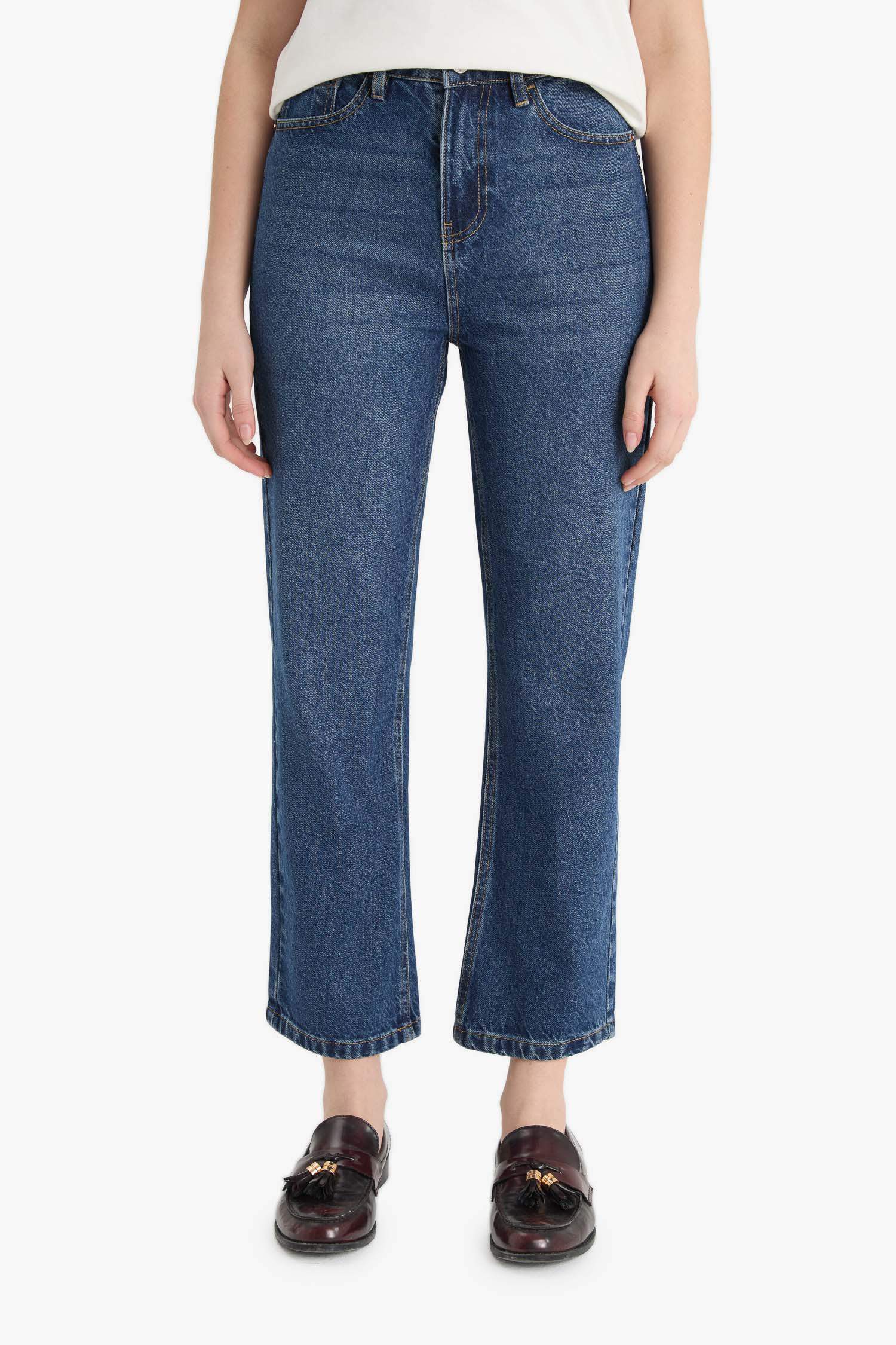 Straight Fit High Waist Straight Leg Jeans