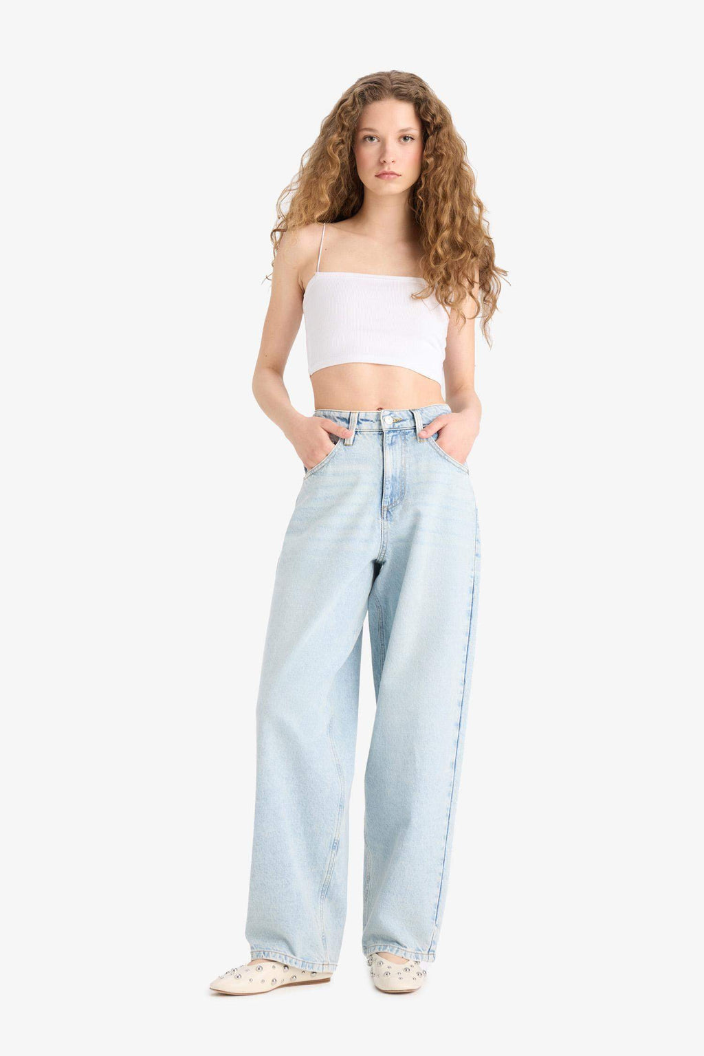 Baggy Fit High Waist Straight Leg Jeans