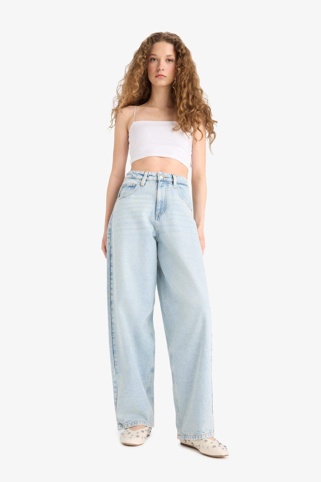 Baggy Fit High Waist Straight Leg Jeans