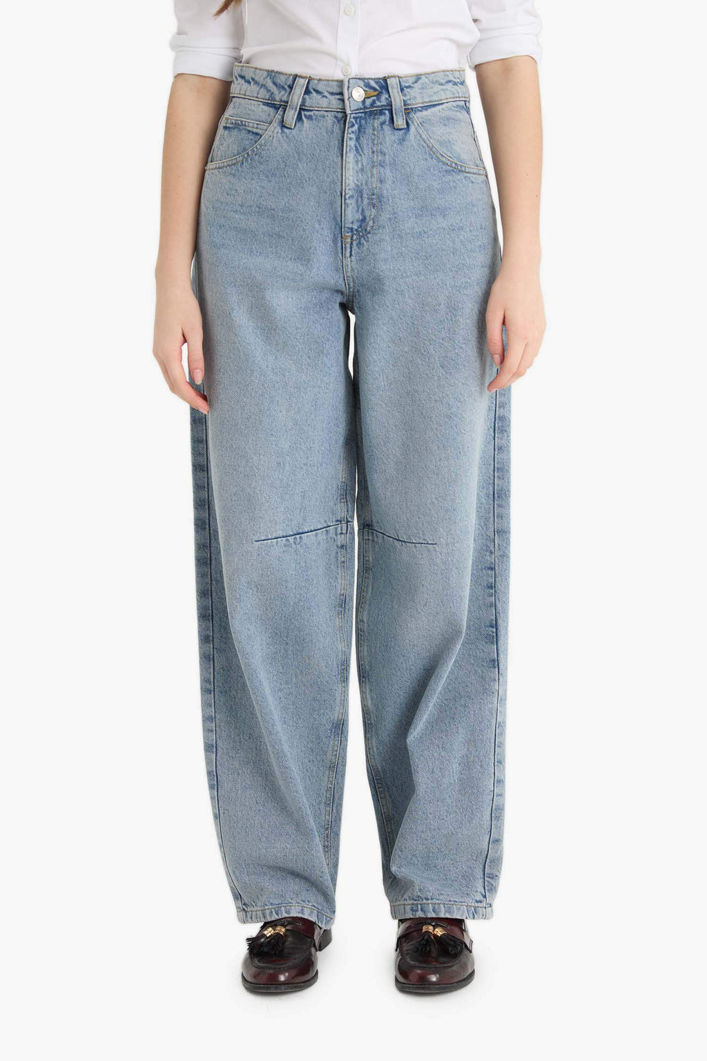 Baggy Fit High Waist Straight Leg Long Jeans
