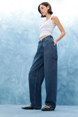 Carpenter Fit High Waist Straight Leg Jeans