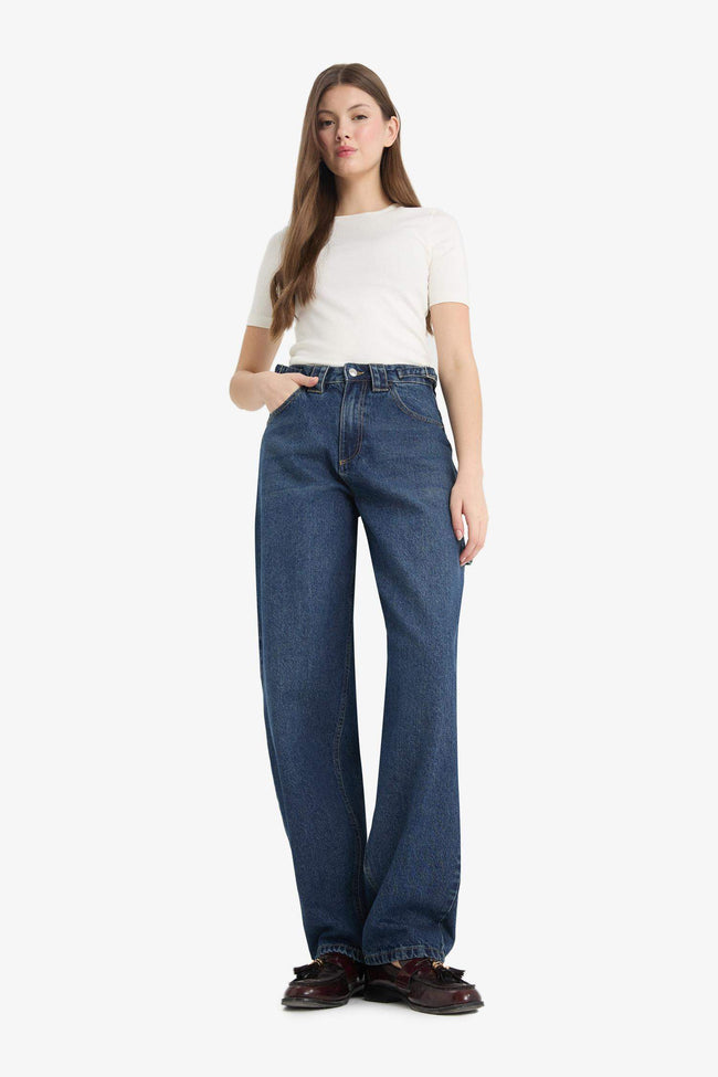 Carpenter Fit High Waist Straight Leg Jeans Main Image