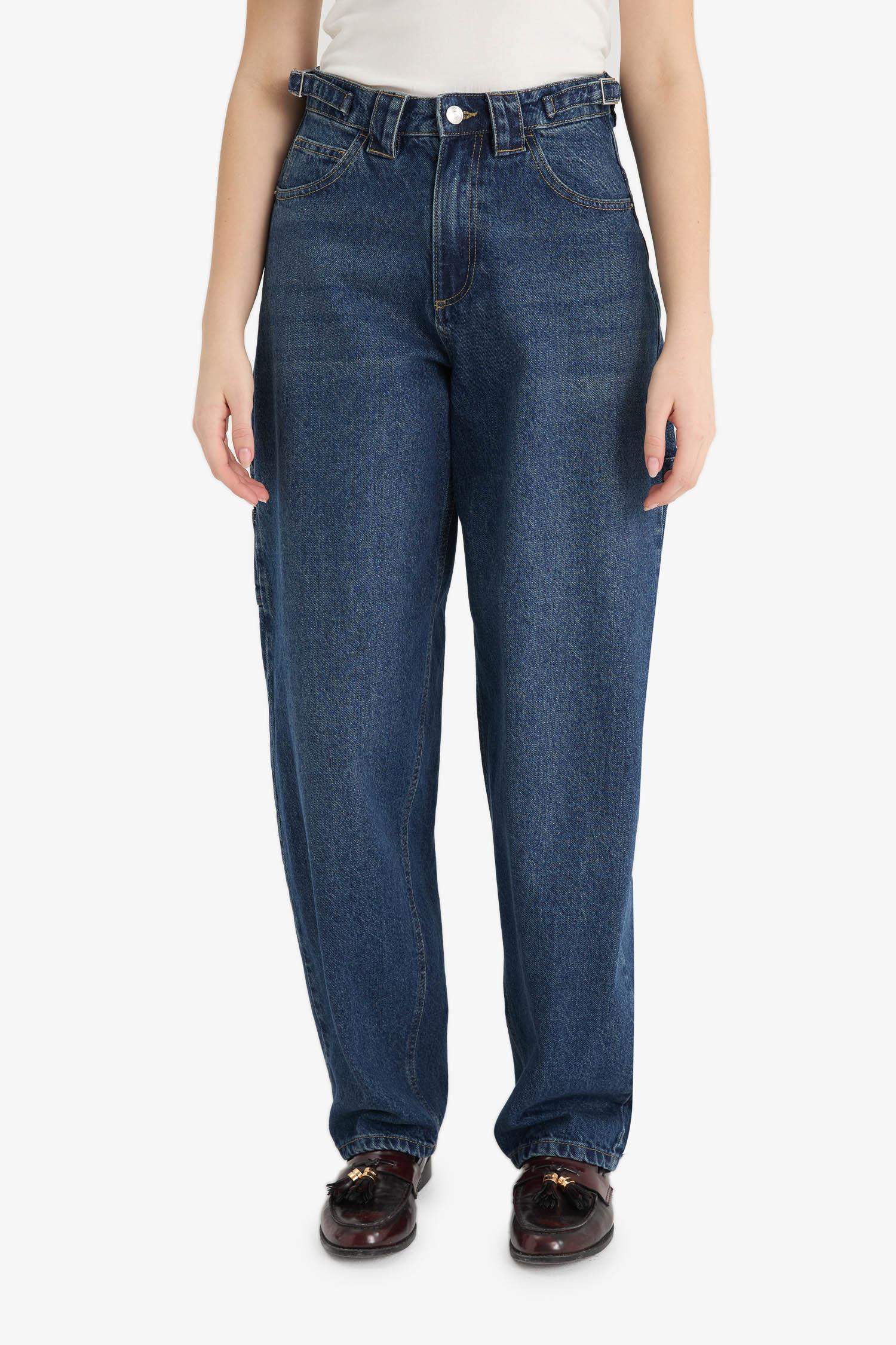 Carpenter Fit High Waist Straight Leg Jeans