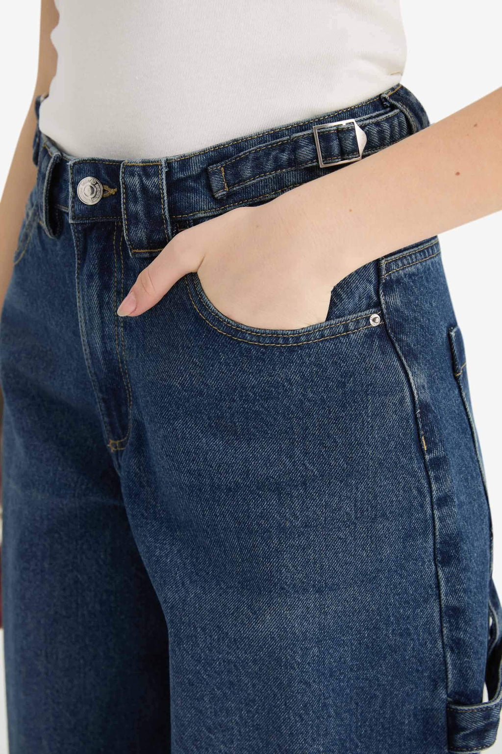 Carpenter Fit High Waist Straight Leg Jeans