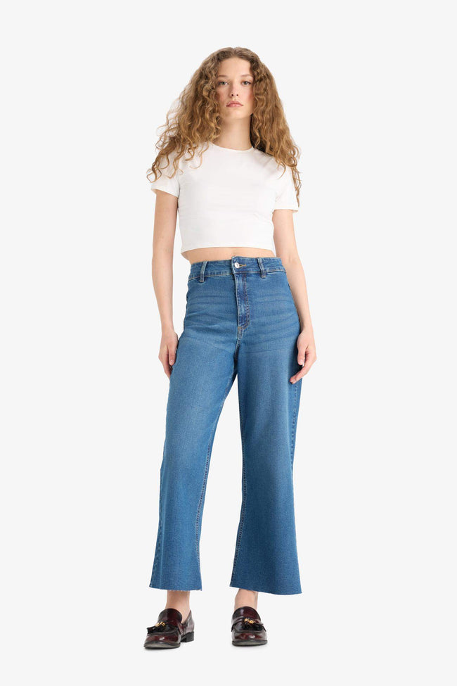 Culotte High Waist Straight Leg Jeans Hover Image