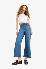 Culotte High Waist Straight Leg Jeans