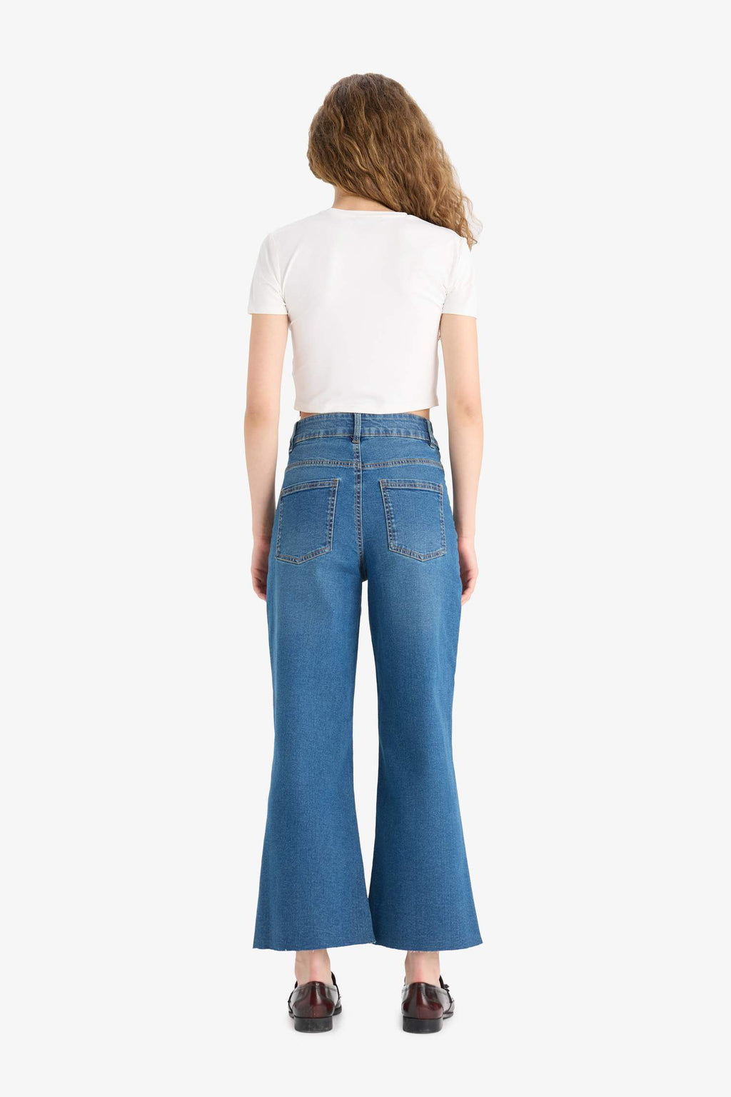 Culotte High Waist Straight Leg Jeans