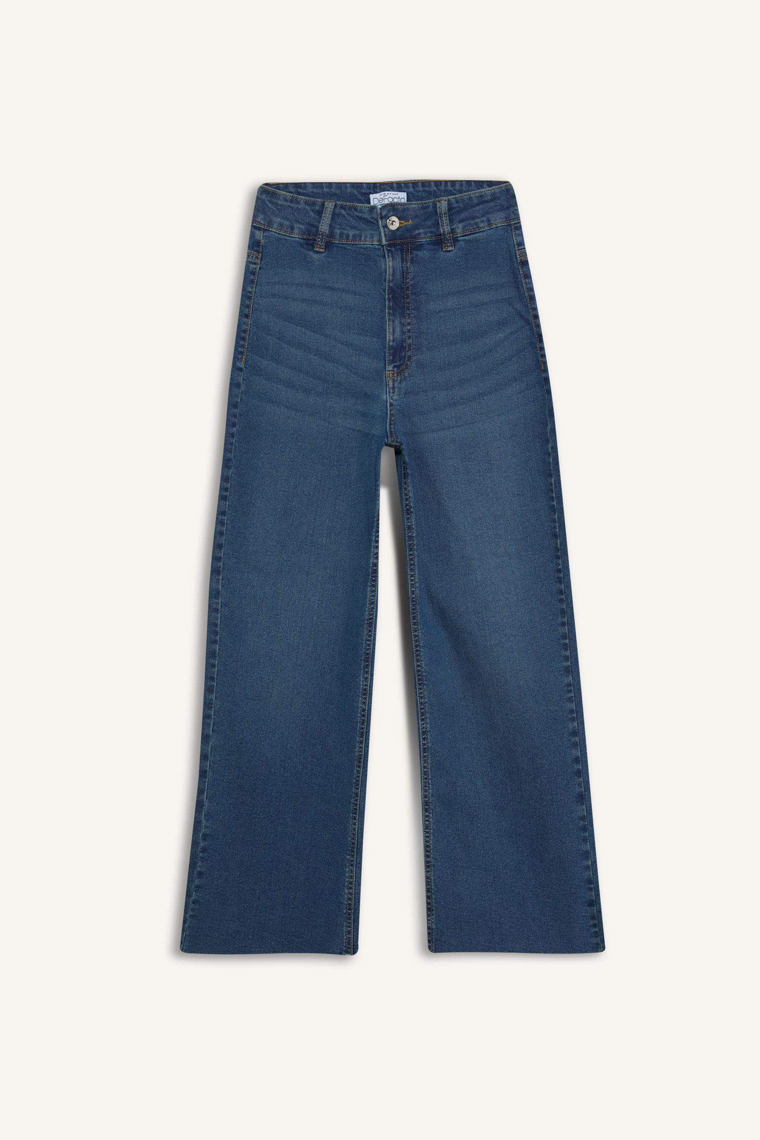 Culotte High Waist Straight Leg Jeans