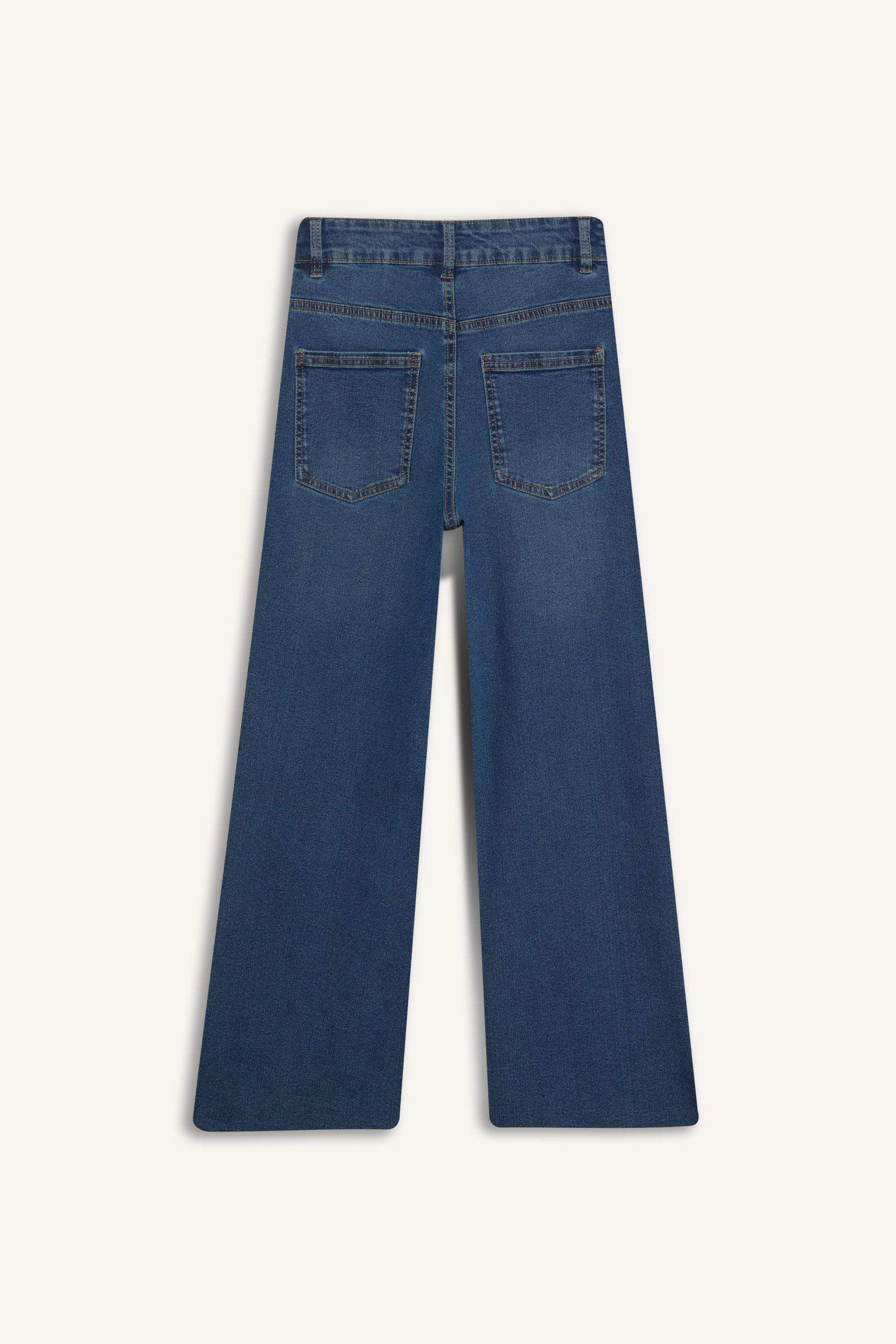 Culotte High Waist Straight Leg Jeans