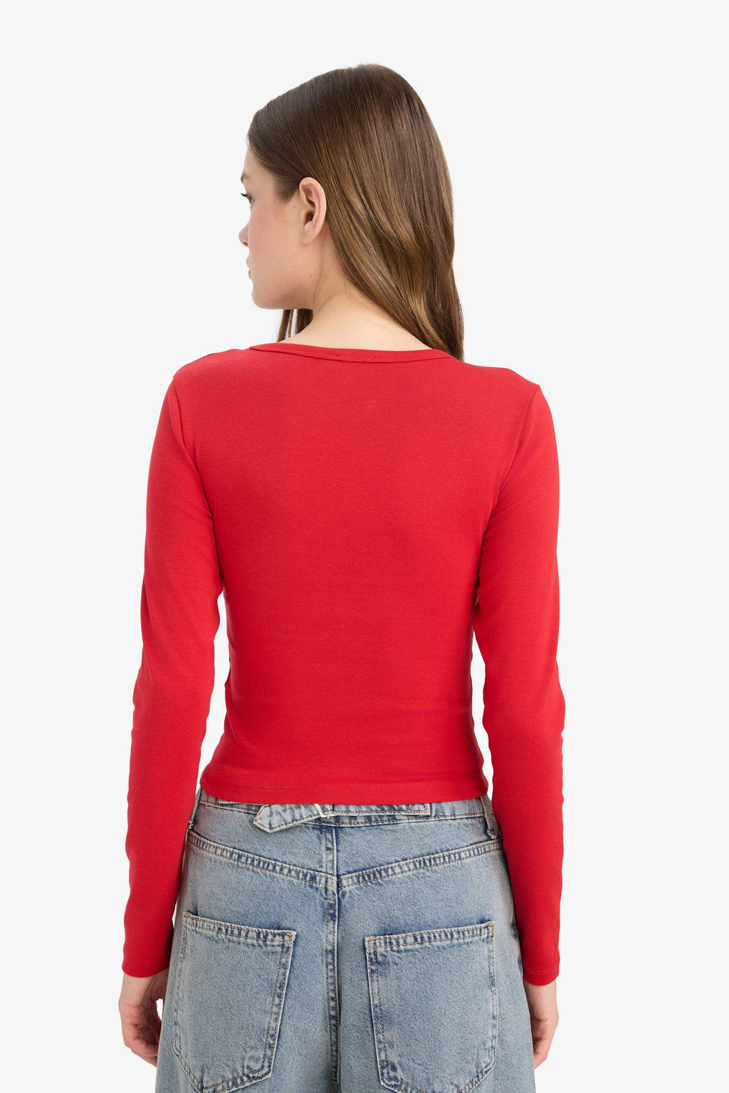 Fitted Crew Neck Ribbed T-Shirt