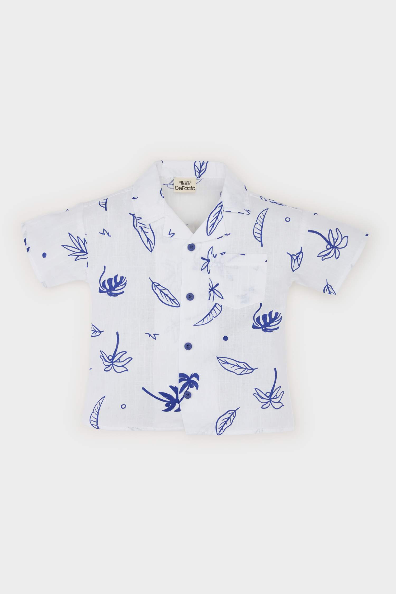 Man Baby Tropical Patterned Flamed Poplin Short Sleeve Shirt