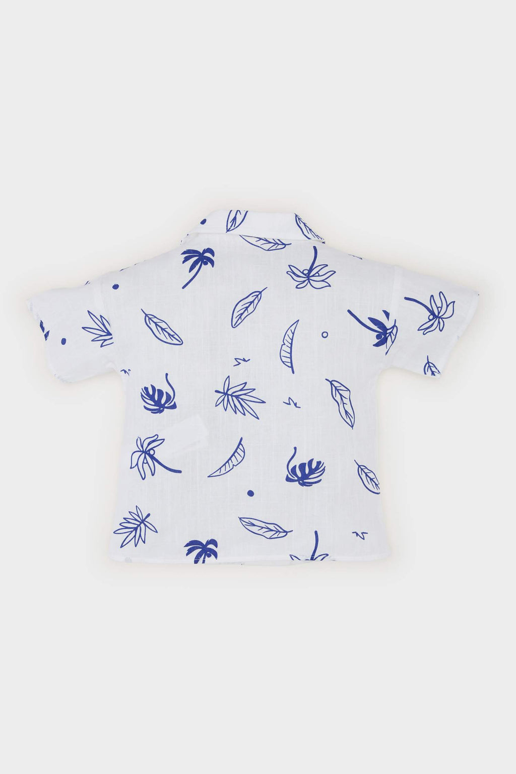 Man Baby Tropical Patterned Flamed Poplin Short Sleeve Shirt
